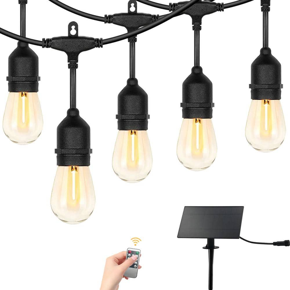 Cedar Hill 15 Bulbs 50 ft. Outdoor Solar LED Edison String-Light with ...