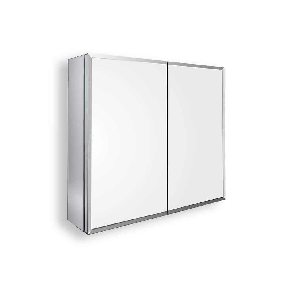 30 in. W x 26 in. H Large Rectangular Silver Recessed/Surface Mount ...