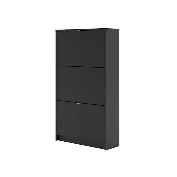 Tvilum 48.66 in. H x 27.68 in. W Black Wood Shoe Storage Cabinet