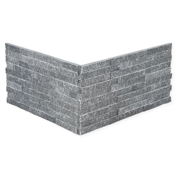 Slender Strip Corner 3 in. x 12 in. Midnight Sparkle Split Face Marble Wall Tile (5.28 sq. ft./Case)