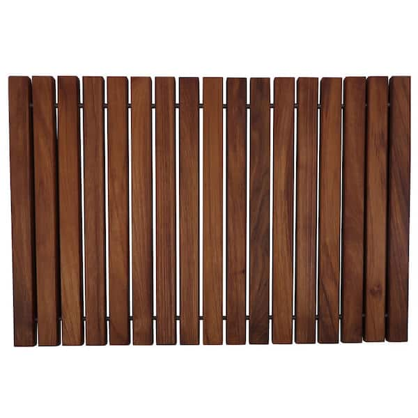 Nordic Style Framed Oiled Teak Wood Shower Mat (23.6 x 17.7)