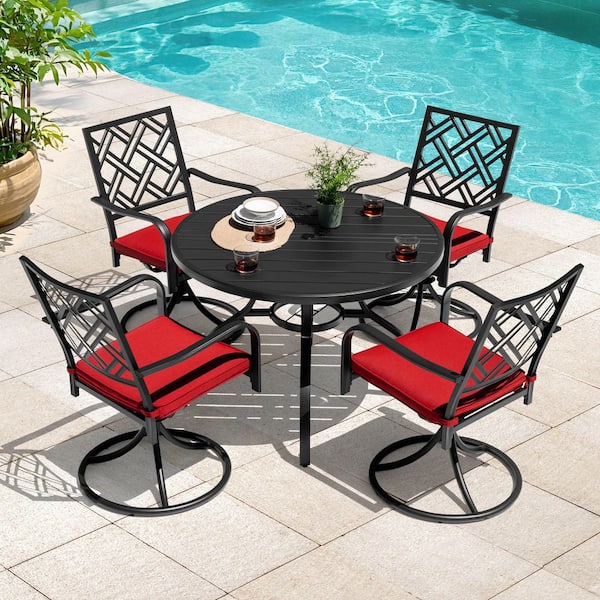 4 seat patio furniture set with umbrella JARDINA Outdoor Wood & Rope Dining for 6, 63