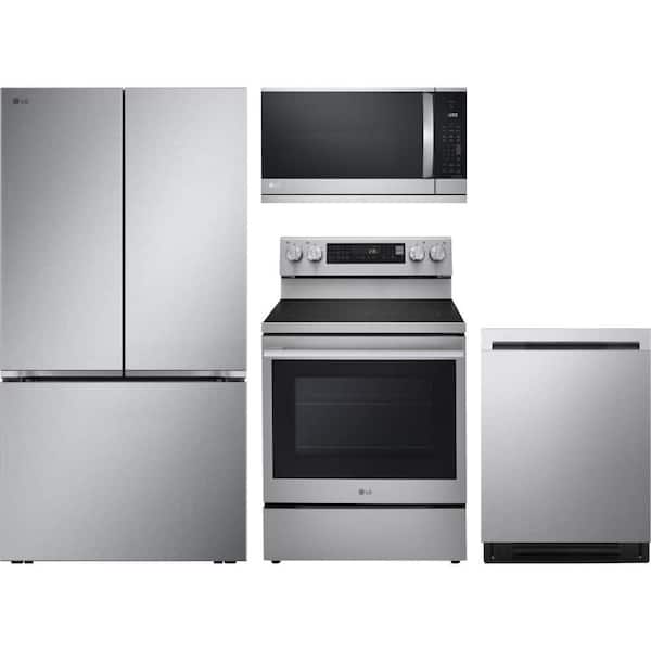 24 cu. ft. Counter Depth Craft Ice French Door Refrigerator with 5 Burner Electric Range and Dishwasher with 3rd Rack