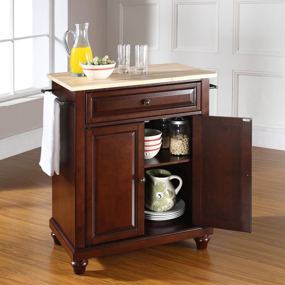 Cambridge Natural Wood Top Portable Kitchen Island Cart