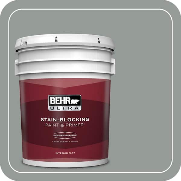 BEHR ULTRA 5 gal. #BXC-66 Dusk Blue Extra Durable Flat Interior Paint & Primer