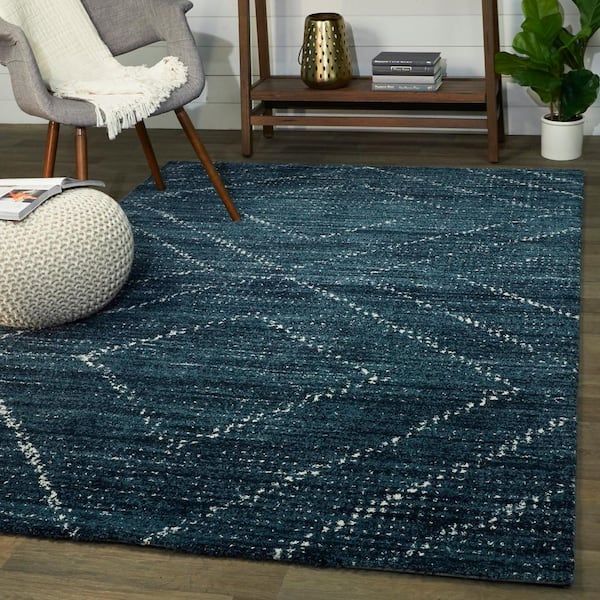 Sienna Dark Blue 9 ft. x 12 ft. Geometric Area Rug