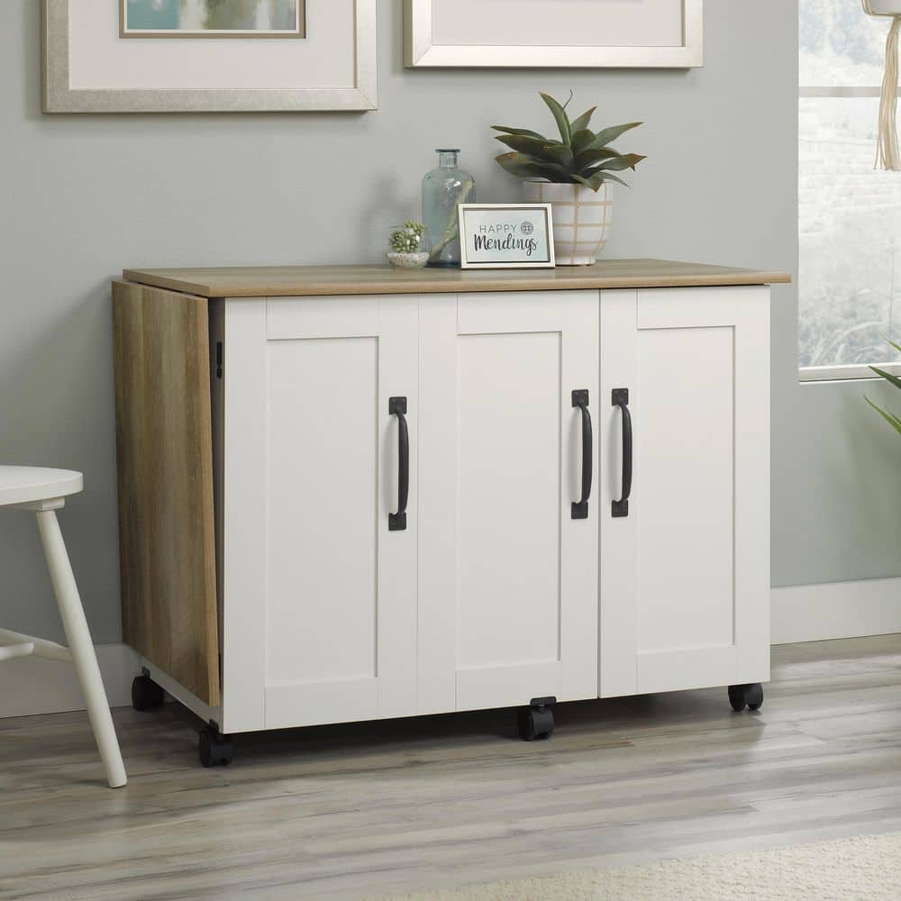 Select 28.541 in. Tall Soft White Particle Board Rectangular 29 in. Storage Cabinet with Adjustable Shelf