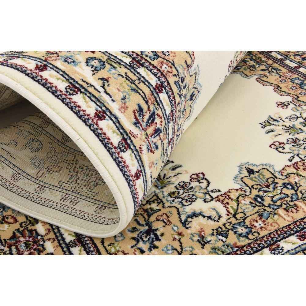 Ivory and Beige Rectangular Synthetic Stain-Resistant Rug