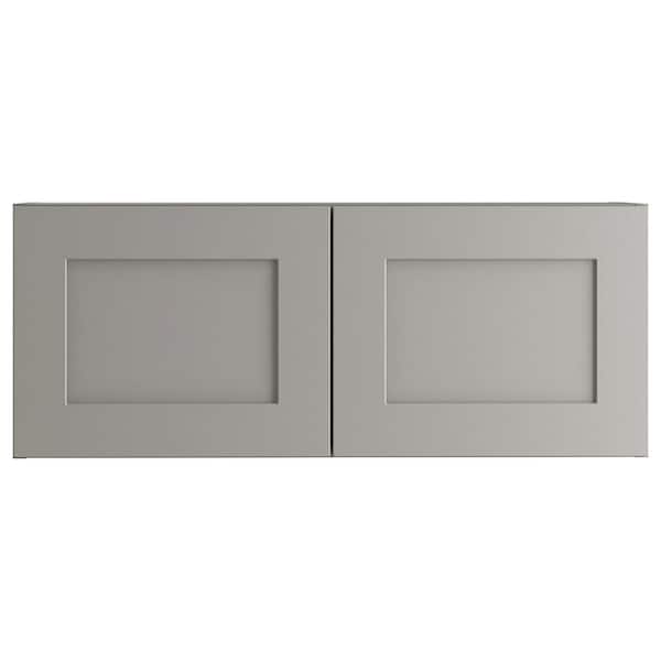 Hampton Bay Edson Shaker Assembled 30x12x12 in. Wall Cabinet in Gray