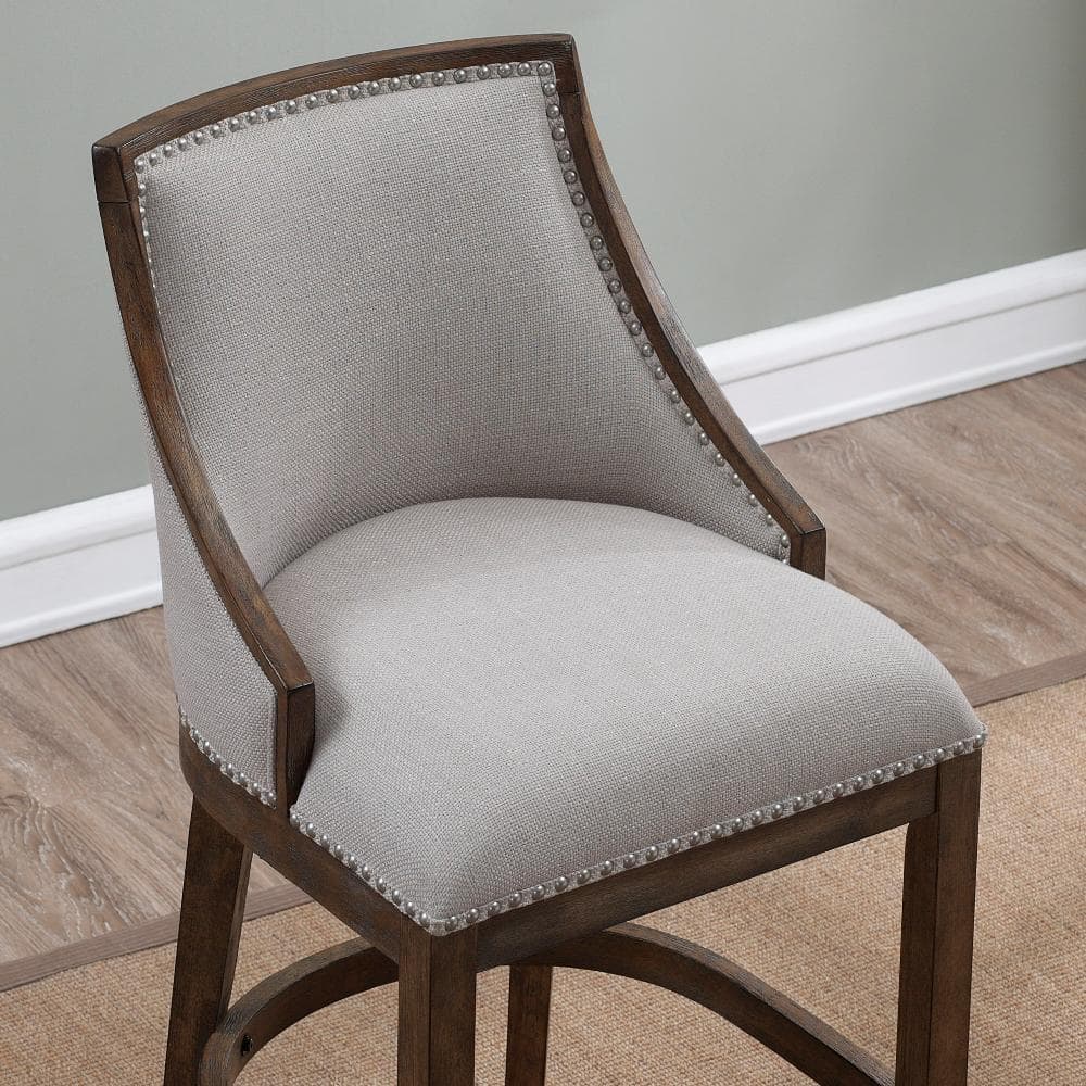 Elegant Saddle Style Driftwood Brown Wood Counter Stool