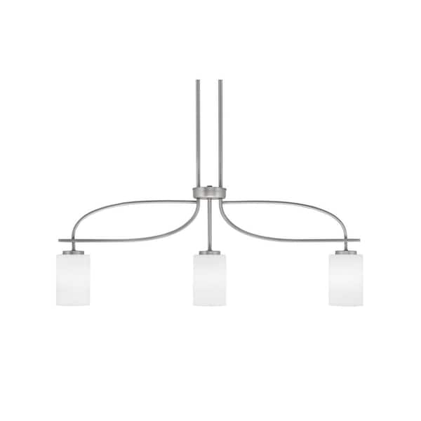 Unbranded Olympia 14.25 in. 3-Light Chandelier Graphite White Muslin Glass Shade