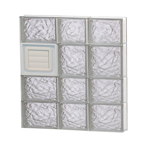Clearly Secure 21.25 in. x 25 in. x 3.125 in. Frameless Ice Pattern Glass Block Window with Dryer Vent