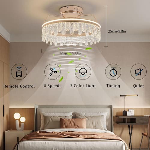 19.68 in. Indoor Gold Modern 6-Speed Reversible Ceiling Fan with 3-Color Integrated LED and Remote Ceiling Fans With Lights