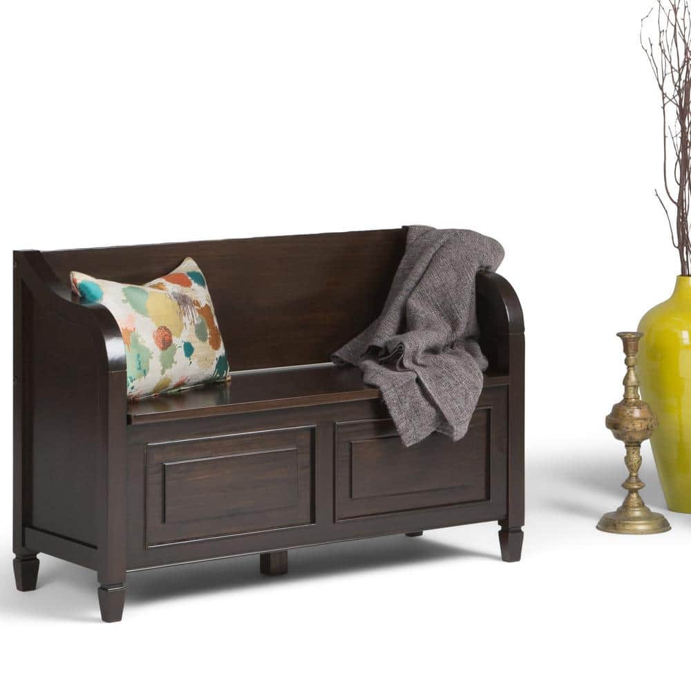Connaught Dark Chestnut Brown Solid Wood Storage Bench