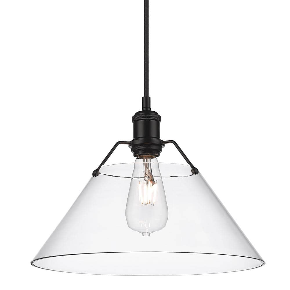 Orwell 1- Light Matte Black Clear Glass Shaded Large Pendant Light price history on PriceWatchPro