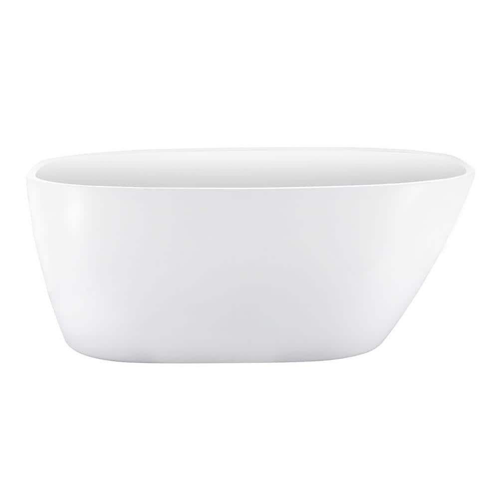 59 in. x 30 in. Soaking Bathtub with Reversible Drain in Glossy White