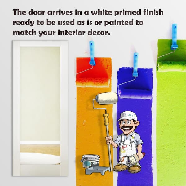 32 in. x 80 in. 10 Lite, Pre-Assembled Panel, Tempered Clear MDF, White Primed Pocket Door Frame with Hardware