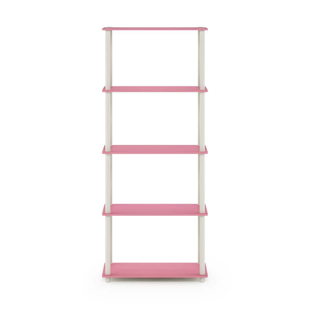 Laminated Pink and White 5-Tier Round Tube Display Shelf