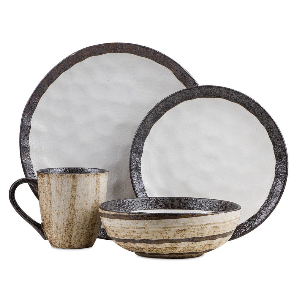 Stone Lain Lucy Beige Porcelain 16-Piece Dinnerware Set
