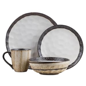 Stone Lain Lucy 16-Piece Dinnerware Set Porcelain, Service For 4, Beige