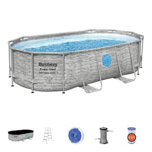 Power Steel Swim Vista 14 ft. x 8 ft. x 3.3 ft. Above Ground Swimming Pool Set with Pump