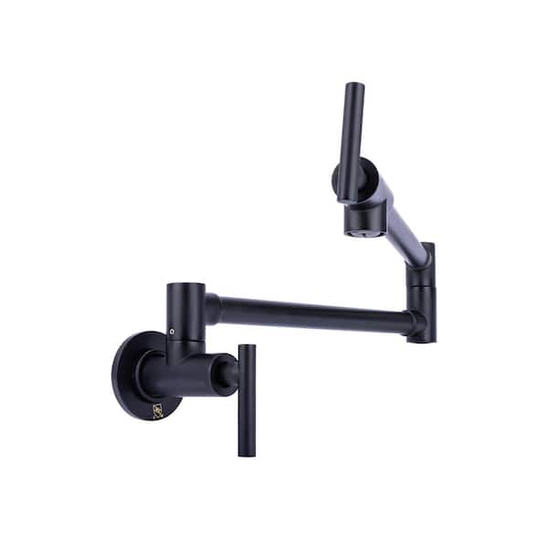 Italia Wall Mount Contemporary Pot Filler with 2-Handle in Matte Black