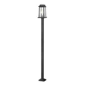 Millworks 110.25 in. 2 Light Black Aluminum Hardwired Outdoor Weather Resistant Post Light Set with No Bulbs Included