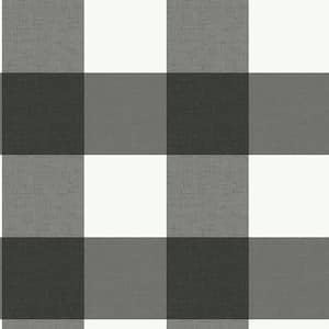 Charcoal Farmhouse Plaid Peel & Stick Grey Vinyl Strippable Roll (Covers 30.75 sq. ft.)