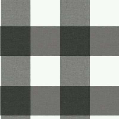 NuWallpaper Charcoal Farmhouse Plaid Peel & Stick Grey Strippable Roll (Covers 30.75 sq. ft.)-NUS3624 - The
