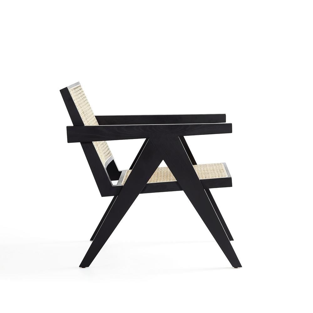 Hamlet Black and Natural Cane Wood Accent Armchair