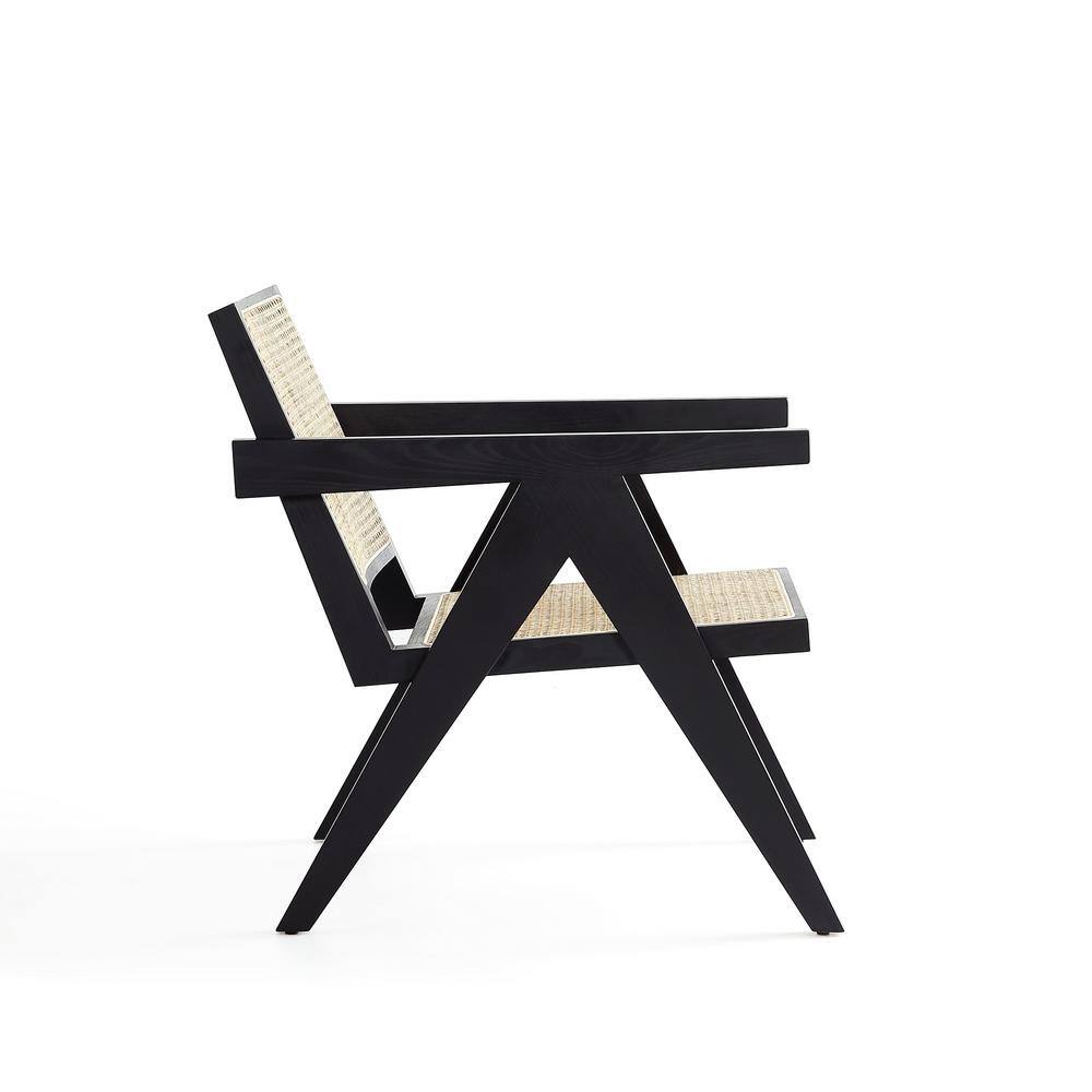 Hamlet Black and Natural Cane Wood Accent Armchair
