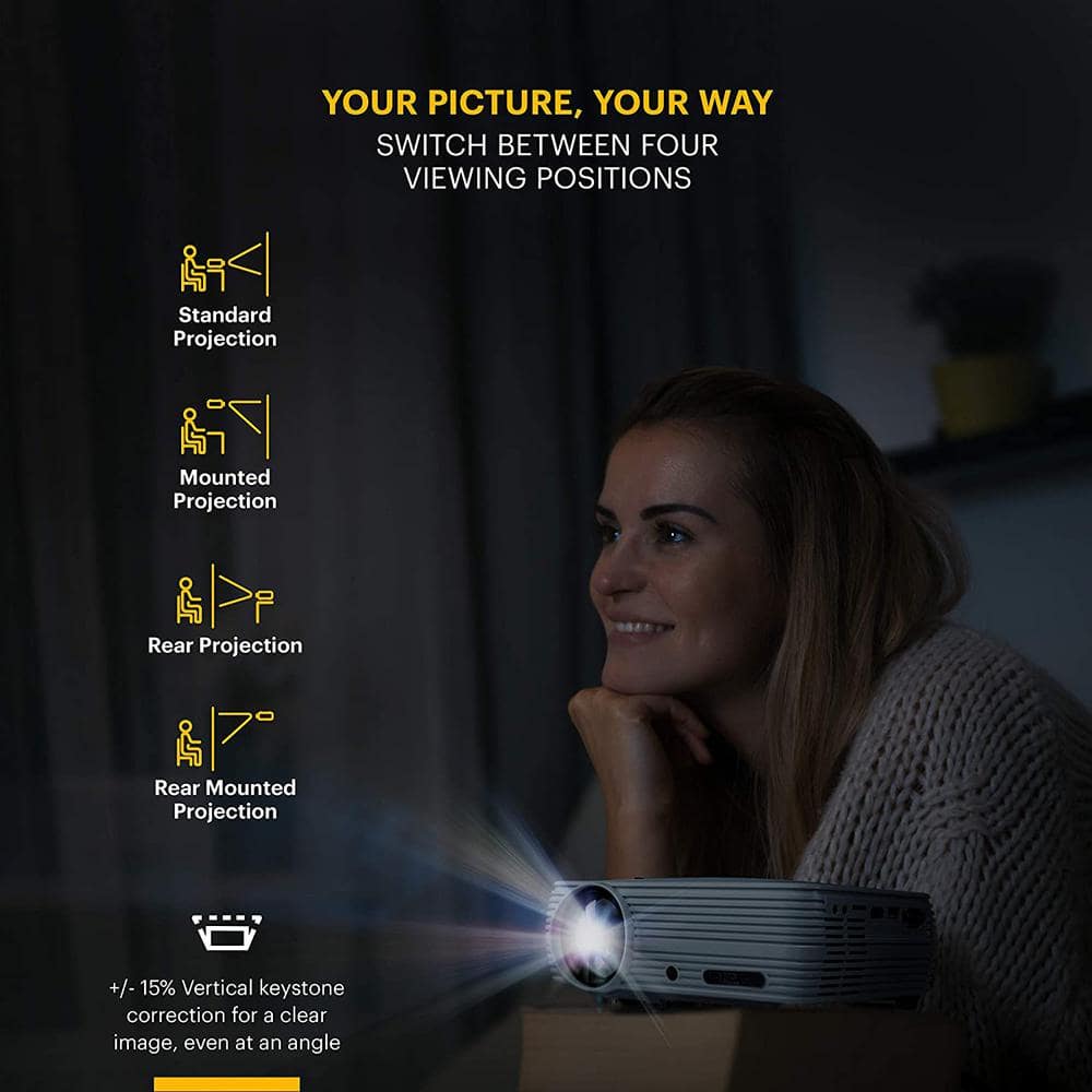 Compact White LED Home Theater Projector with Tripod