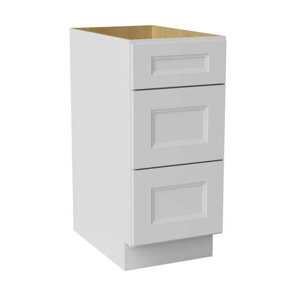 15 in. W x 24 in. D x 34.5 in. H Ready to Assemble Double Shaker Drawer Base Kitchen Cabinet in Newport White