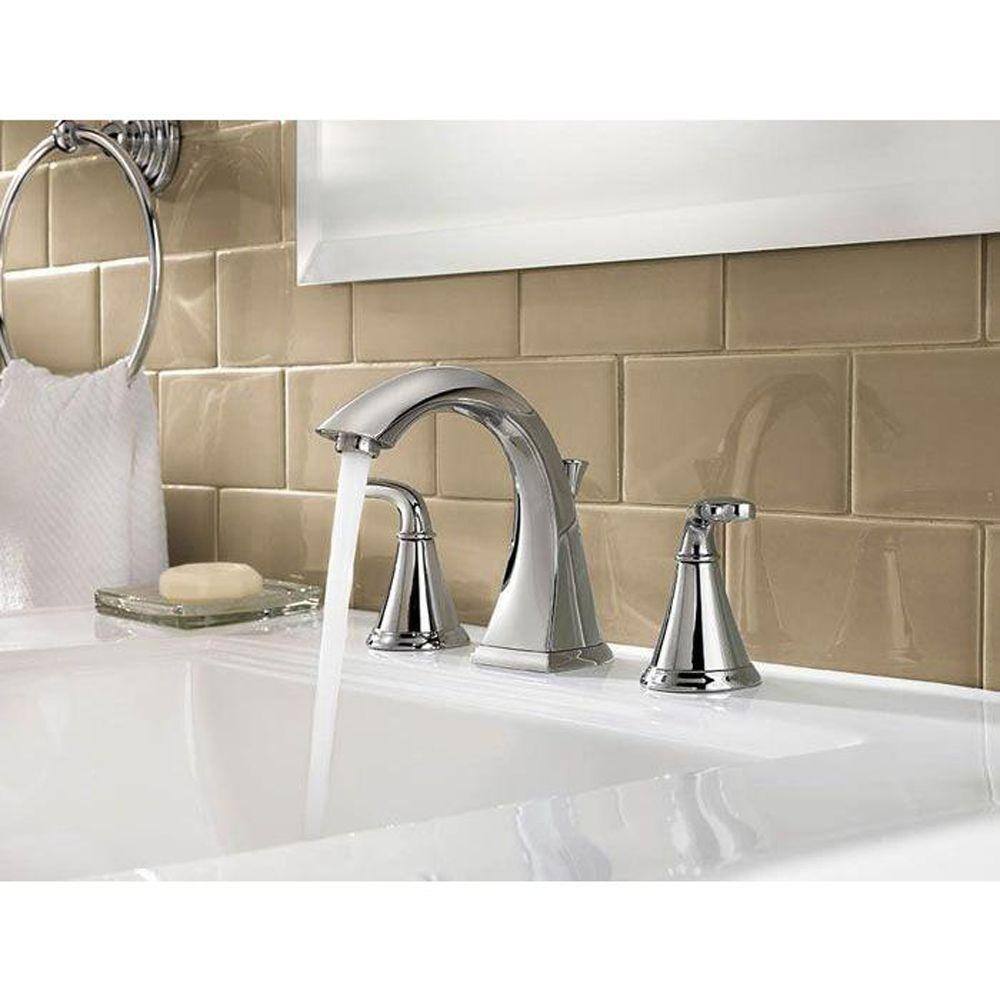 Polished Chrome 8-Inch Widespread Double Handle Bathroom Faucet