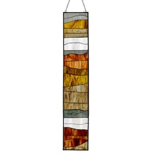Oversized Geometric Stained Glass Window Panel in Multicolored