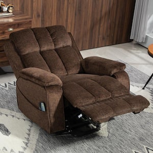 Chocolate Extended Footrest Comfort Chenille Power Lift Recliner with Pull-Out Storage, Massage and Heating