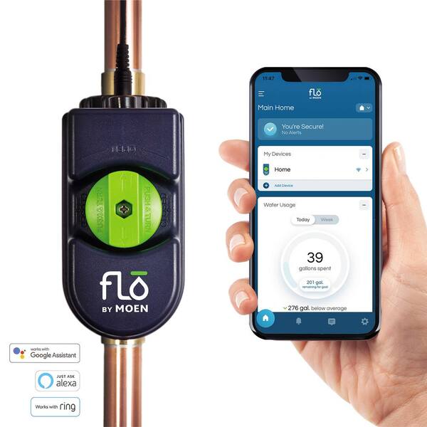 MOEN Flo 0.75 in. Water Leak Detector with Automatic Water Shut Off Valve900001 The Home Depot