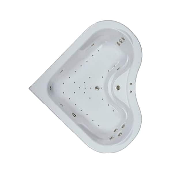 Comfortflo Premier 64 in. x 64 in. Acrylic Corner Drop-in Whirlpool and Air Bathtub with Center Drain in Biscuit