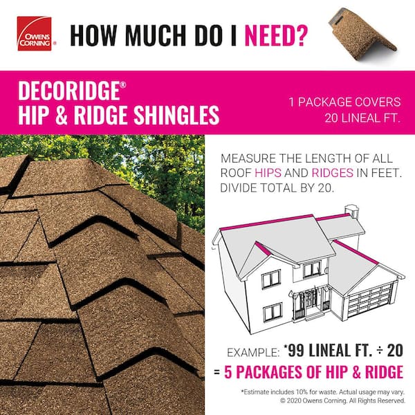 Owens Corning DecoRidge 20-lin ft Estate Gray Hip and Ridge Roof Shingles Owens Corning DecoRidge 20-lin ft Estate Gray Hip and Ridge Roof Shingles