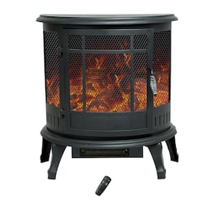 18 in. Freestanding Electric Fireplace in Black with Remote