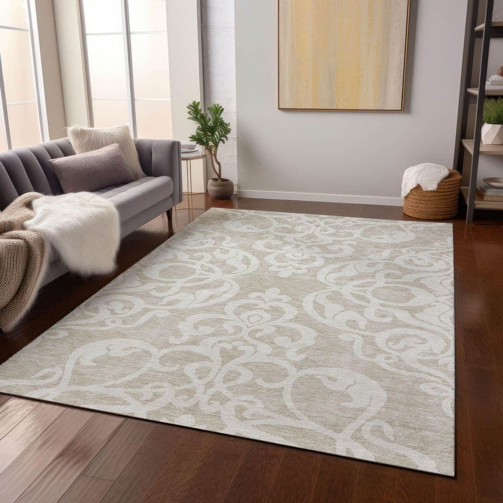 Chantille Beige Rectangular Synthetic Washable Rug 2'6" x 3'10"