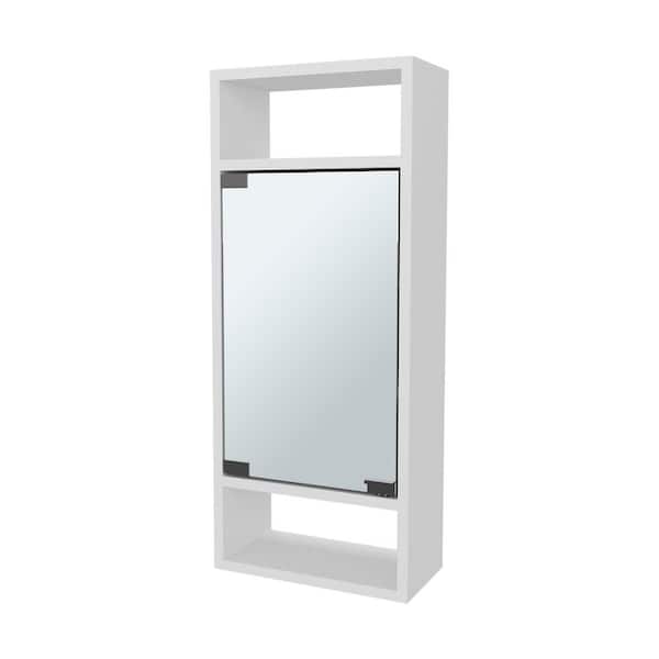 11.8 in. W x 28.3 in. H Rectangular Particle Board Surface Mount Medicine Cabinet with Mirror in White