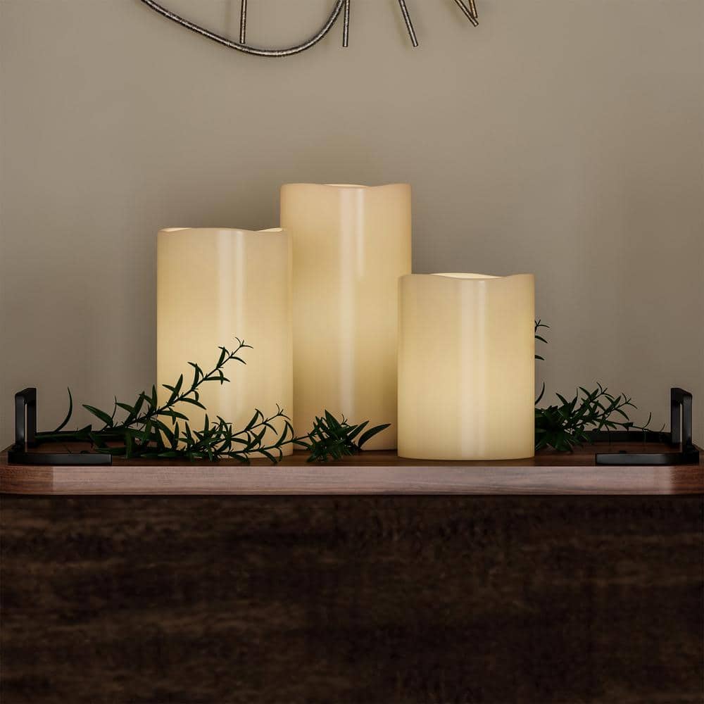 Mainstays Unscented Flameless LED Pillar Candles, White, Various Sizes, 3  Count