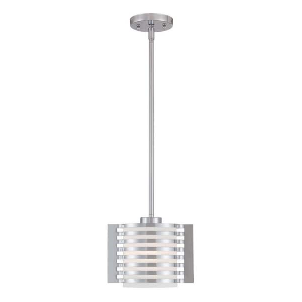 AVIANCE LIGHTING Humphreys 1-Light Polished Chrome Mini Pendant with Satin Opal White Glass