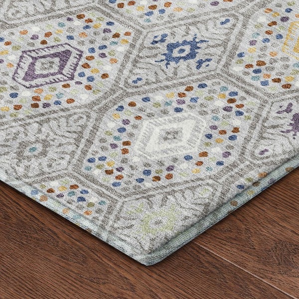 Mayfield Premium Machine Washable Abstract AMF2471 Silver 2 ft. x 3 ft. Accent Rug