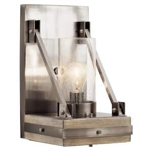 Colerne 1-Light Classic Pewter Bathroom Indoor Wall Sconce Light with Clear Seeded Glass Shade