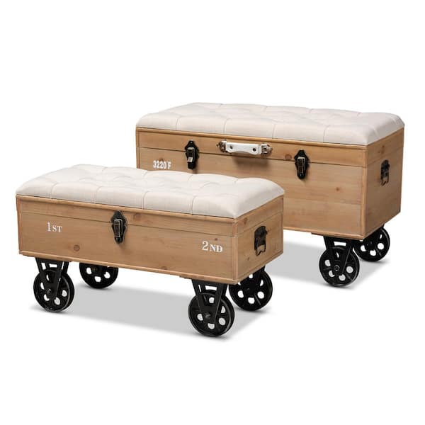 Baxton Studio Finlay Beige Storage Ottoman (Set of 2)
