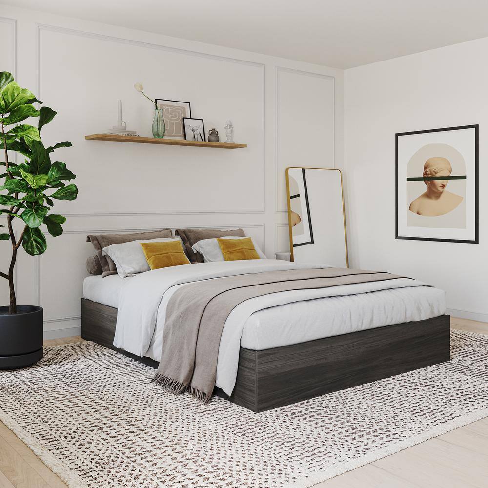 Bark Gray Full Double 3-Drawer Storage Platform Bed