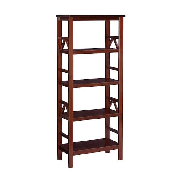 Linon Home Decor Titian 54.45 in. Tall Tobacco Brown Wood 4-Shelf Accent Bookcase with Shelves, Storage