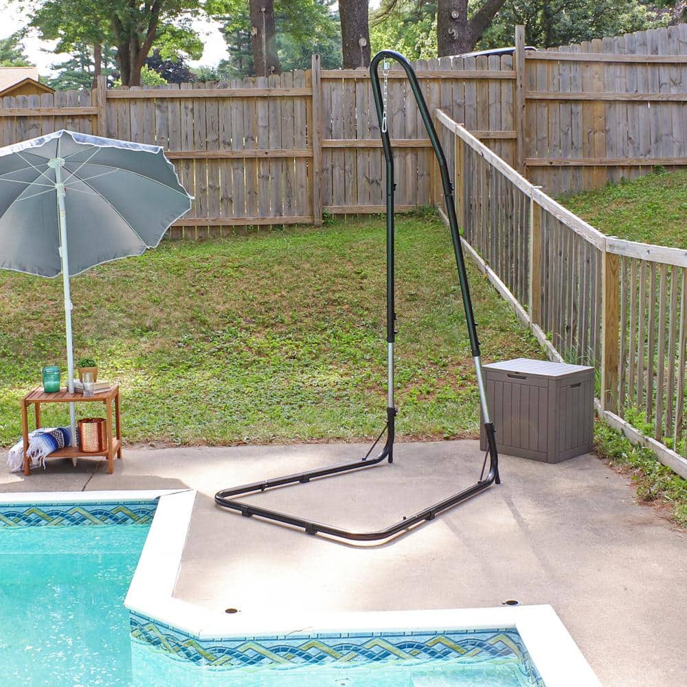 Adjustable Black Powder-Coated Steel Hammock Chair Stand